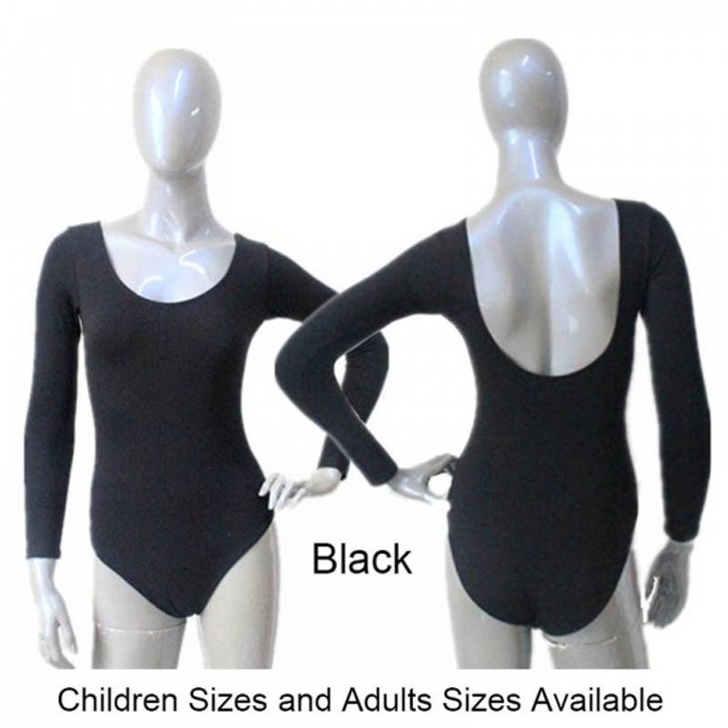 Svart Langermet Leotard Bomull